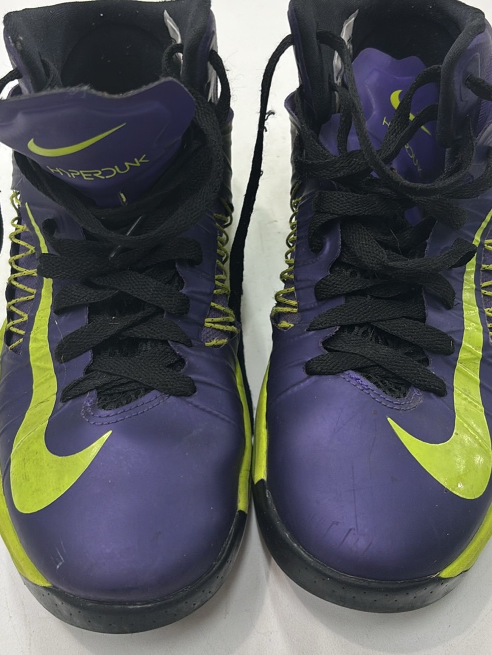 Nike Kids Purple and Neon Green High-Top Sneakers